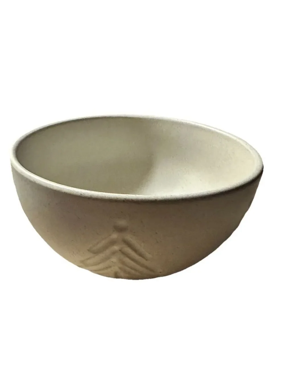 Crate & Barrel White Trees Stoneware Food Mixing Bowl Snowflakes Pine Trees